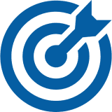Blue target with arrow hitting center.