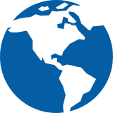 Blue Earth silhouette on black background.